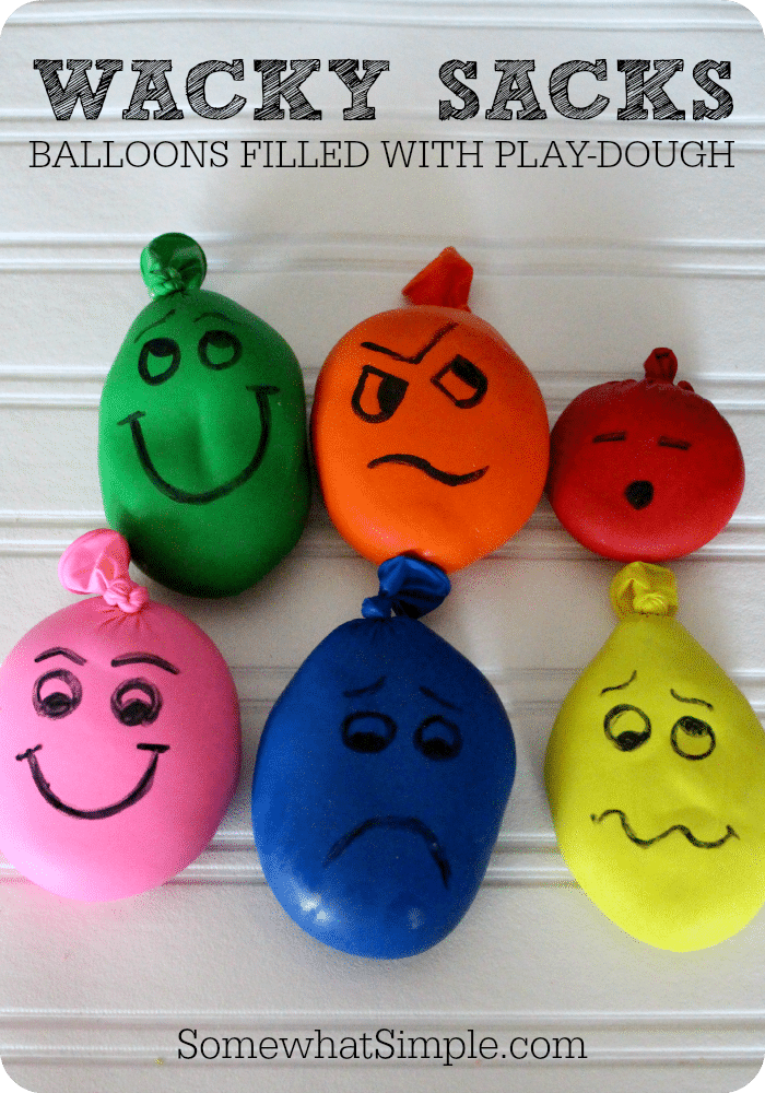 Wacky Sacks  Balloons filled with Playdough  Somewhat Simple