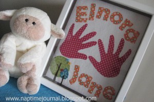 framed fabric handprints