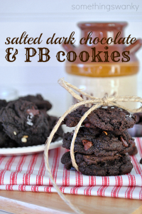 Salted Dark Chocolate & Peanut Butter Cookies #cookies #chocolate #recipe