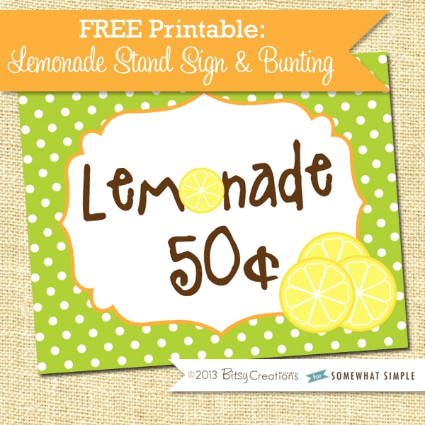 Lemonade Stand Sign Free Printable Cute Idea by Somewhat Simple