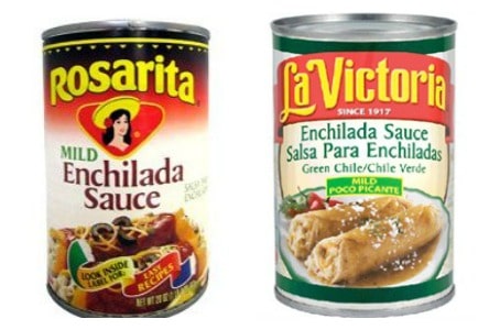 a picture of a can of la victoria green enchilada sauce which is the brand I use for this easy recipe