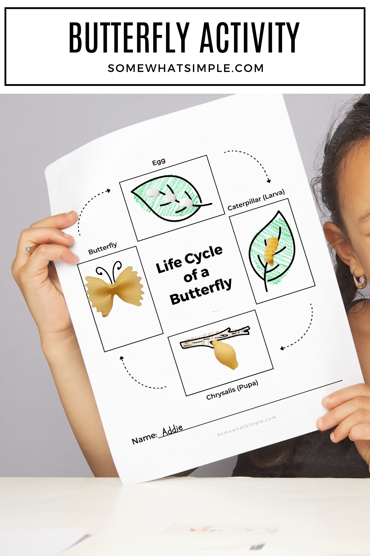 Learn the life cycle of a Monarch butterfly with this fun, easy kids’ activity inspired by The Very Hungry Caterpillar. Includes a free printable! via @somewhatsimple
