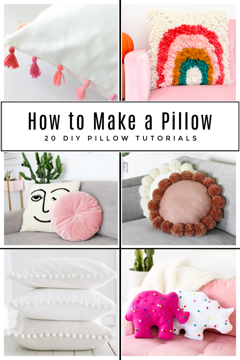 collage of 6 pillow tutorials