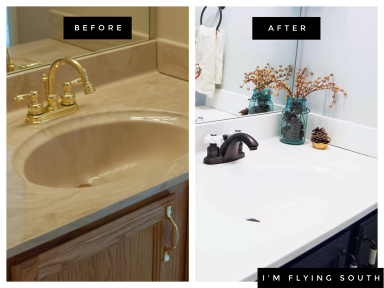 Painting Countertops Before and After from Somewhat Simple