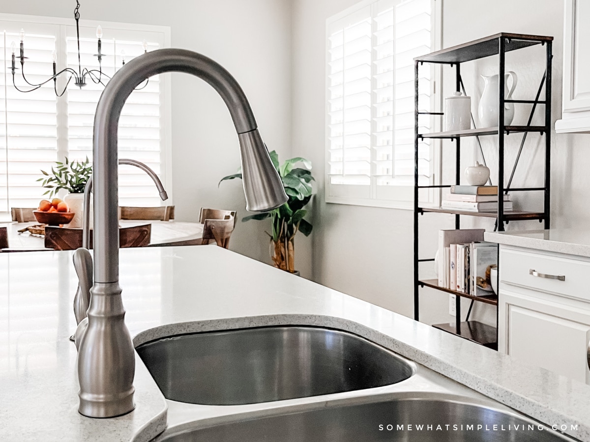 Close up of a clean kitchen sink