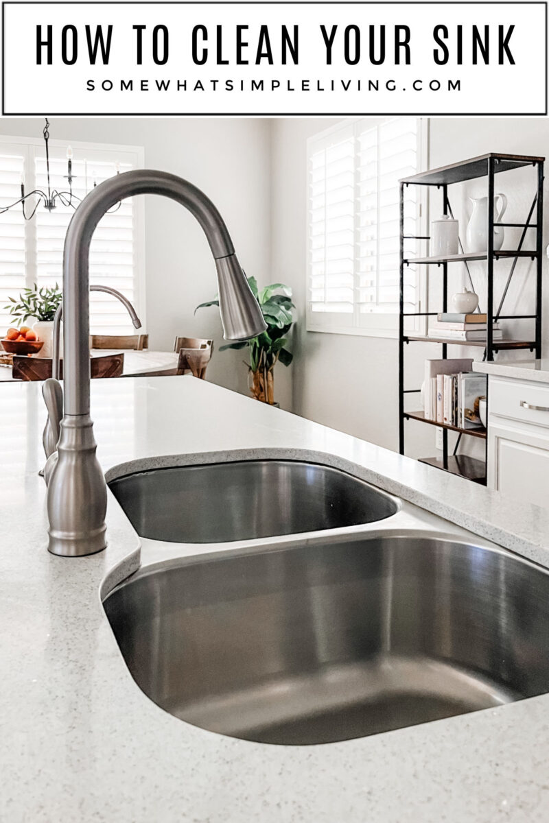 long image of a clean kitchen sink