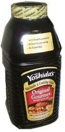 a bottle of Yoshidas teriyaki sauce