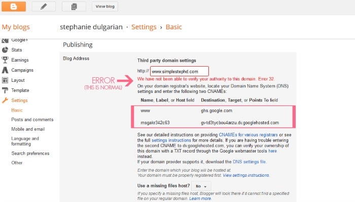 how to change blogspot to dot com