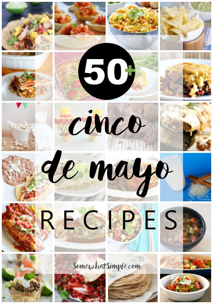 50 of the best Cinco de Mayo Food recipes that will make your fiesta amazing! From tacos, to enchiladas, to burritos to salsa and everything in between. There's everything you'll ever need to throw a fabulous Cinco de Mayo party right here. #cincodemayo #fiesta #mexicanfood #recipeideas #easyrecipe #partyfood #tacos #burritos #salsa #guacamole via @somewhatsimple