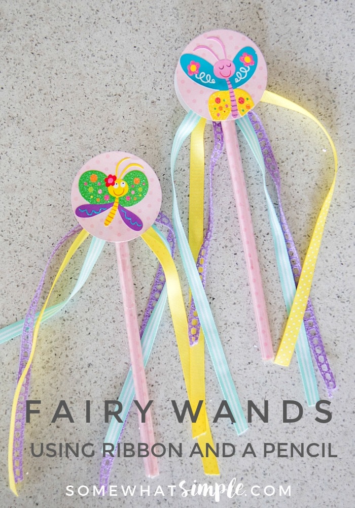 Every little girl needs their own wand, right? Make your own fairy wand with a pencil + ribbon! via @somewhatsimple