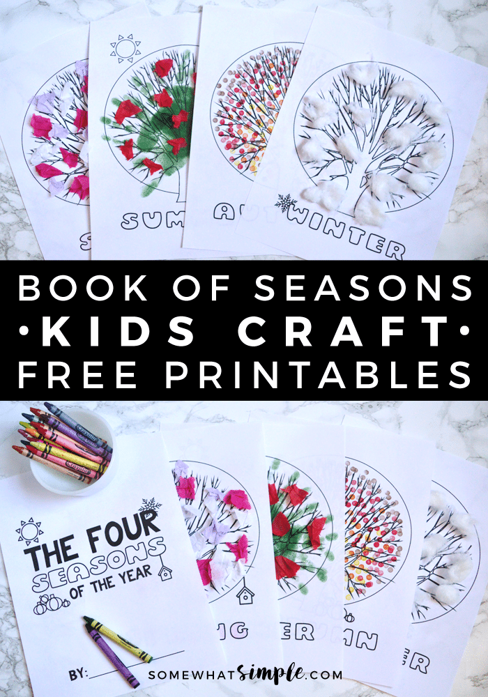 This free printable Book of Seasons is the perfect project to help teach little ones about the 4 seasons! via @somewhatsimple