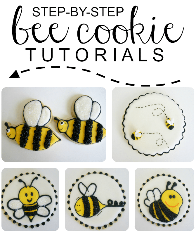 This Easy Step By Step Tutorial Will Show You How To Easily Make These Bumble Bee Cookies.  Start With Your Favorite Sugar Cookie Recipe And Then Transform Them Into These Adorable Bee Cookies. #easycookierecipe #bumblebeecookies #howtomake #baking #easytutorial via @somewhatsimple