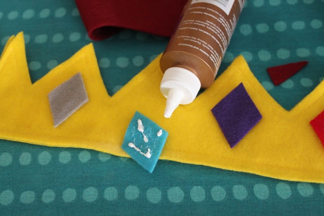 when making a crown there's an alternative to sewing on the diamonds. You can use tacky glue to glue the diamonds to the felt crown.