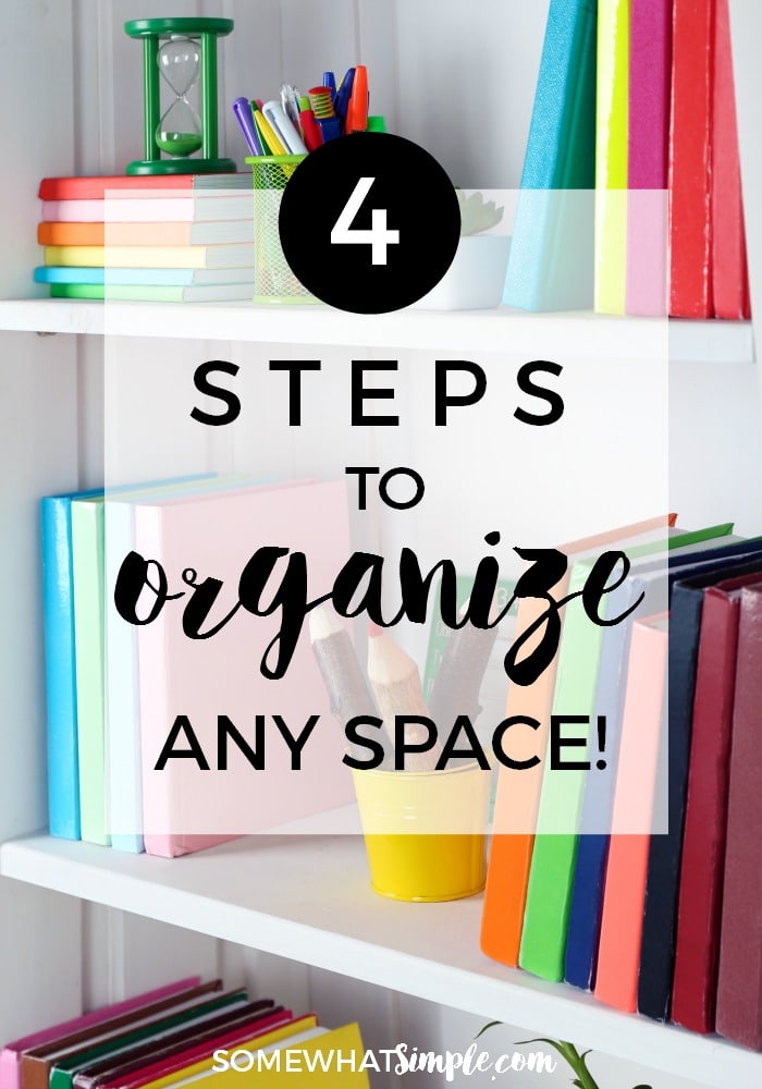 These 4 steps to organizing will help keep you on task and they will produce awesome results! via @somewhatsimple