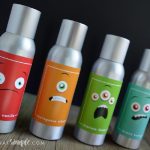 line of 4 air fresheners showing cute monster spray