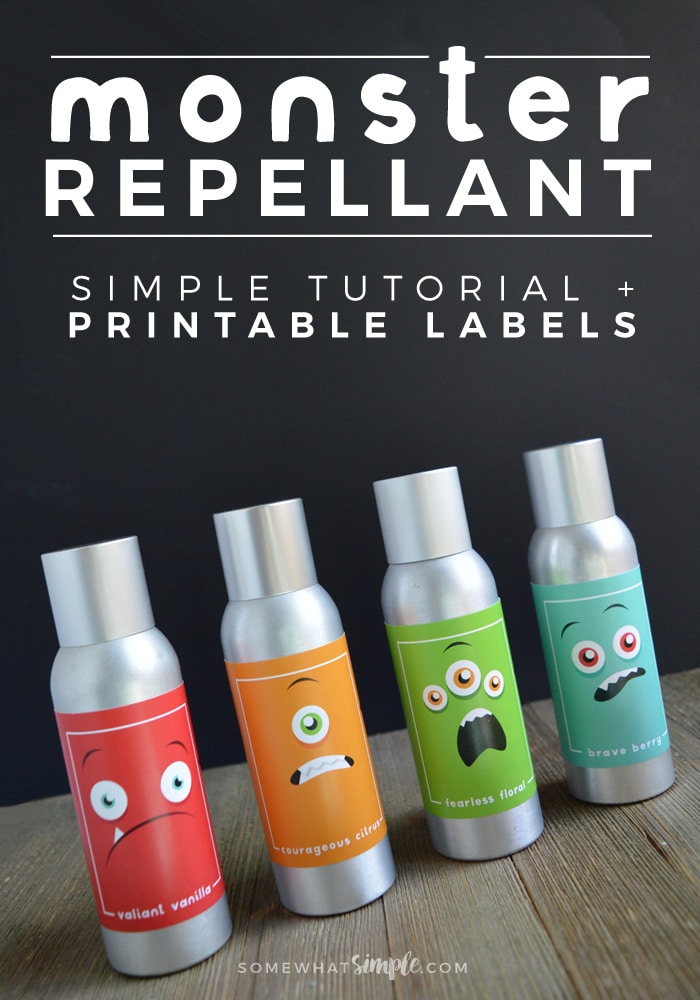 Kids and parents alike will love this easy-to-make Monster Repellant! Make your own Monster Spray to rid the scary creatures that come out at night! via @somewhatsimple