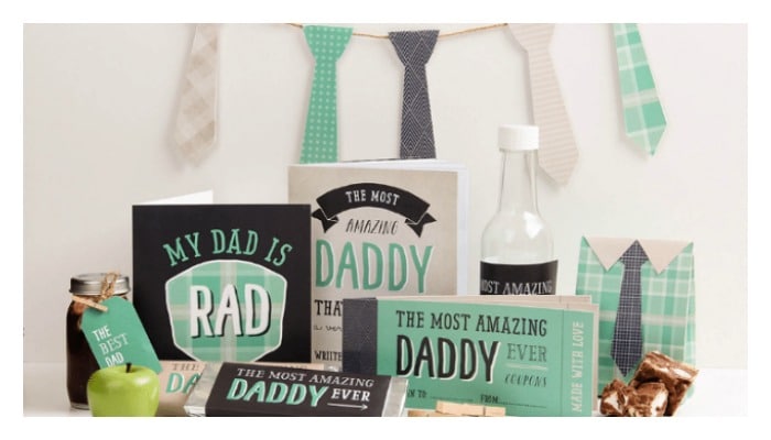 these teal and black printables for candy, coupons or necktie garland make creative DIY Fathers Day Gifts