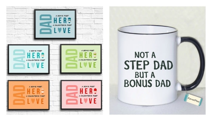 printables and a mug that says not a step dad but a bonus dad are great Father's Day Gift Ideas