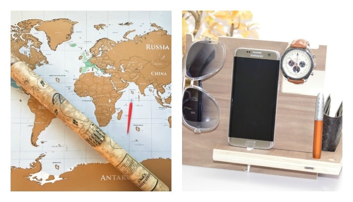 practical gift Ideas For Fathers Day like a world map for his office or a smart phone docking station