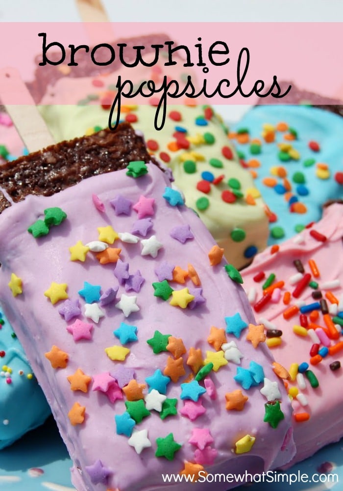 pastel colored popsicle brownies with sprinkles