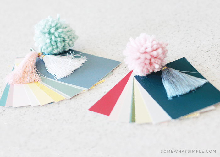 paint chip notebooks on the counter