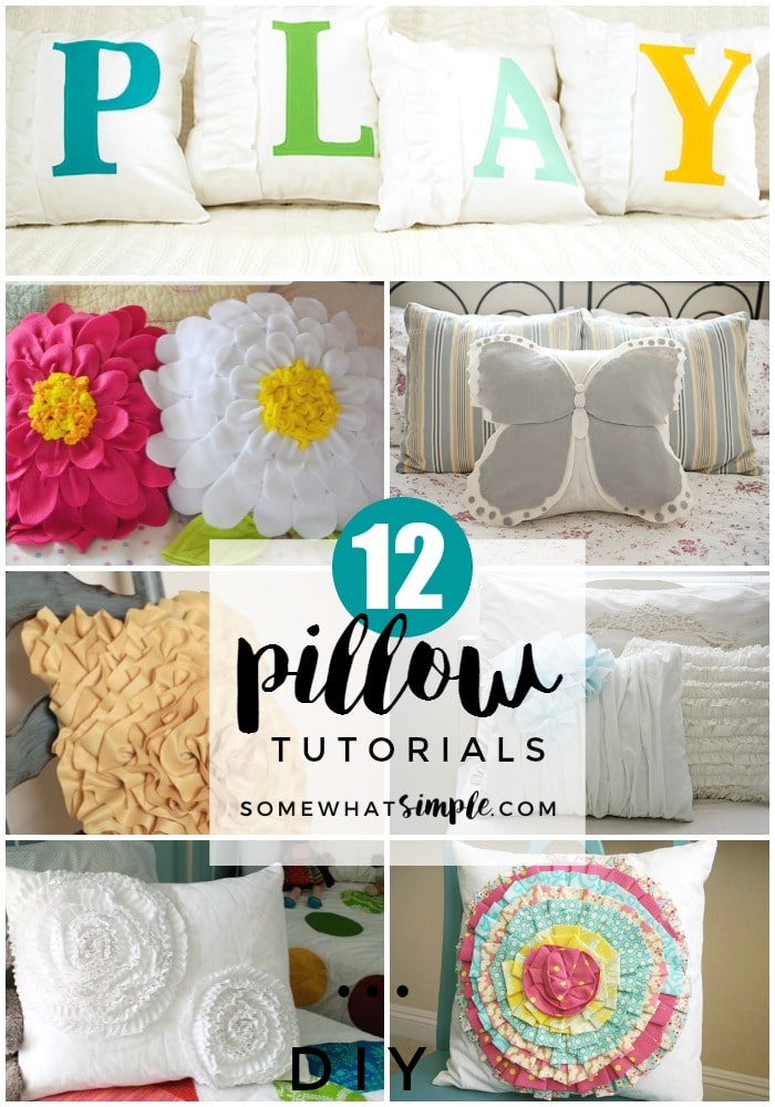 Pillows add color and dimension to your decor, PLUS they are an easy way to re-do or freshen up a room. Here is a list of 12 favorite pillow tutorials! via @somewhatsimple