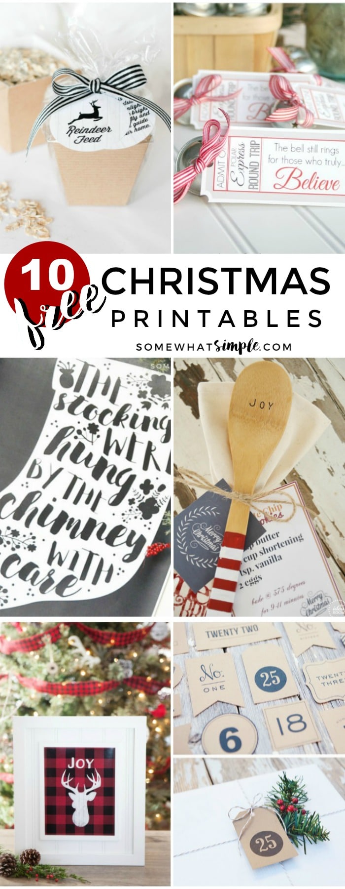 Keep your Christmas preparations simple and budget-friendly with 10 of our favorite FREE Christmas Printables! via @somewhatsimple