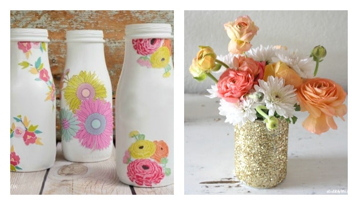 milk bottle and vase Mod Podge ideas