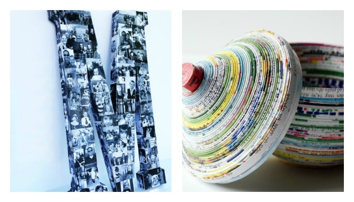 a monogram photo collage and magazine bowl Mod Podge crafts
