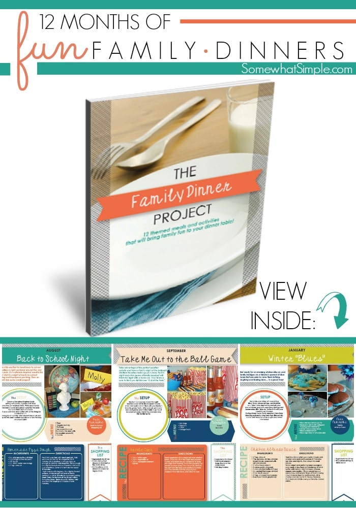 A wonderful e-book full of creative ideas on how to make dinner more FUN - The Family Dinner Project is perfect for every family! #dinner #familydinner #thefamilydinnerproject #fundinner  via @somewhatsimple
