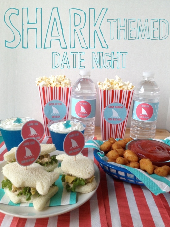 Shark themed date night! A date your guy will love as much as you will. Eat shark themed food, decorate victim sugar cookies and watch Shark Week or JAWS!