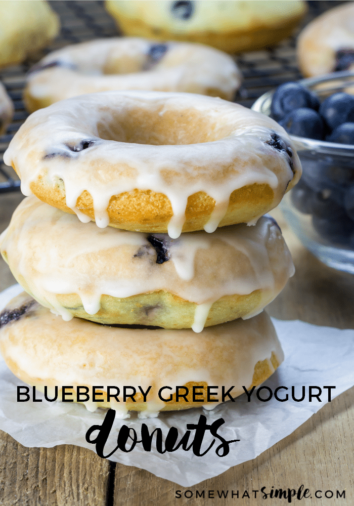 Blueberry Donuts are so soft and delicious! They are easy to make and the glaze is simply amazing! #donut #donutrecipe #homemadedonuts #blueberrydonut #oldfashioned #glazedonut via @somewhatsimple