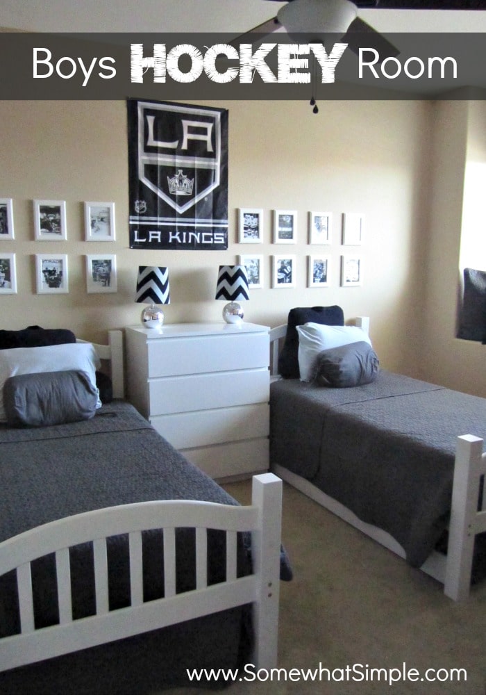 he shoots, he scores: boys hockey bedroom - somewhat simple