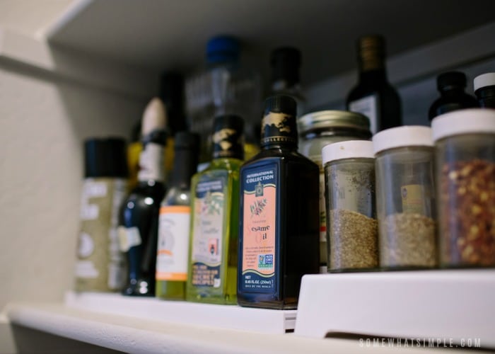 spice shelf in pantry