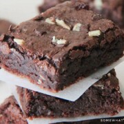 a stack of Creme de Menthe Brownies