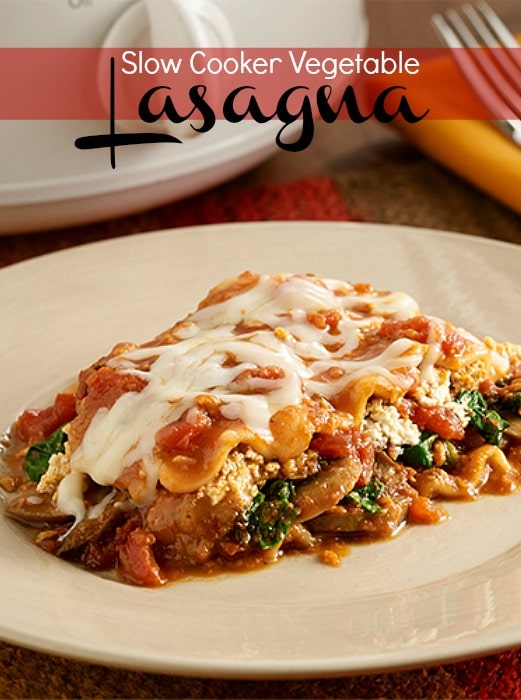 Enjoy delicious slow cooker vegetable lasagna without having to stand over a stove for hours! This quick and easy lasagna recipe is sure to become a family favorite! #slowcooker #crockpot #lasagna #recipe via @somewhatsimple