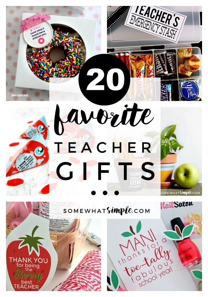 Show your child's teacher just how much you LOVE them with these 20 favorite teacher appreciation gifts! #teacherappreciation #teacher #teachergift #giftidea #gift #endofschool via @somewhatsimple