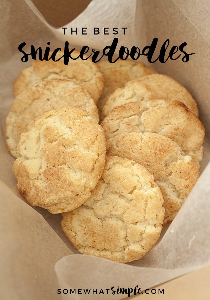 Snickerdoodles are the ultimate comfort cookie, and this snickerdoodle recipe is the best one I have EVER tried! These cookies turn out soft and chewy every time! #snickerdoodlecookies #snickerdoodles #snickerdoodlerecipe #easysnickerdoodles via @somewhatsimple