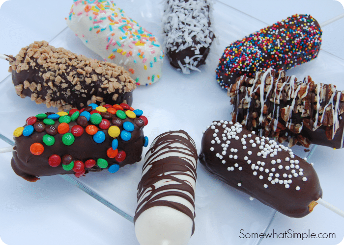 east Chocolate Covered Twinkies recipe with m&m, nut, sprinkles and coconut toppings. some are made with milk, white and dark chocolate