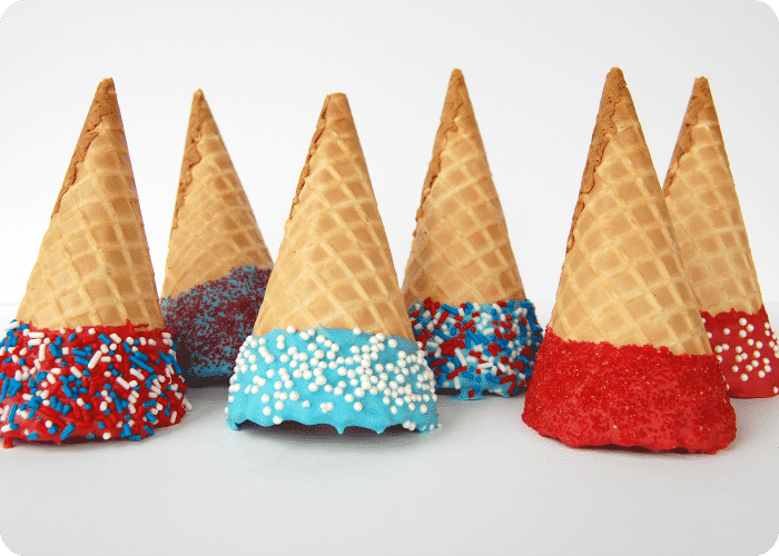 patriotic dipped ice cream cones