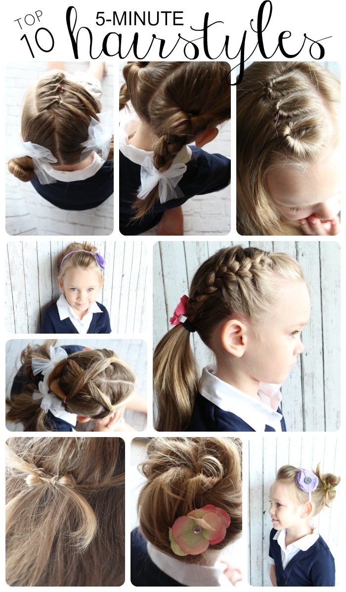 10 easy hairstyles for girls that won't add any extra prep time to your already crazy mornings! Each one of these are so simple they can be done in 5 minutes! #easygirlhairstyles #girlhairstylesforlonghair #girlhairstylesforweddings #easygirlhairstylesforschool #fastgirlhairstyles via @somewhatsimple