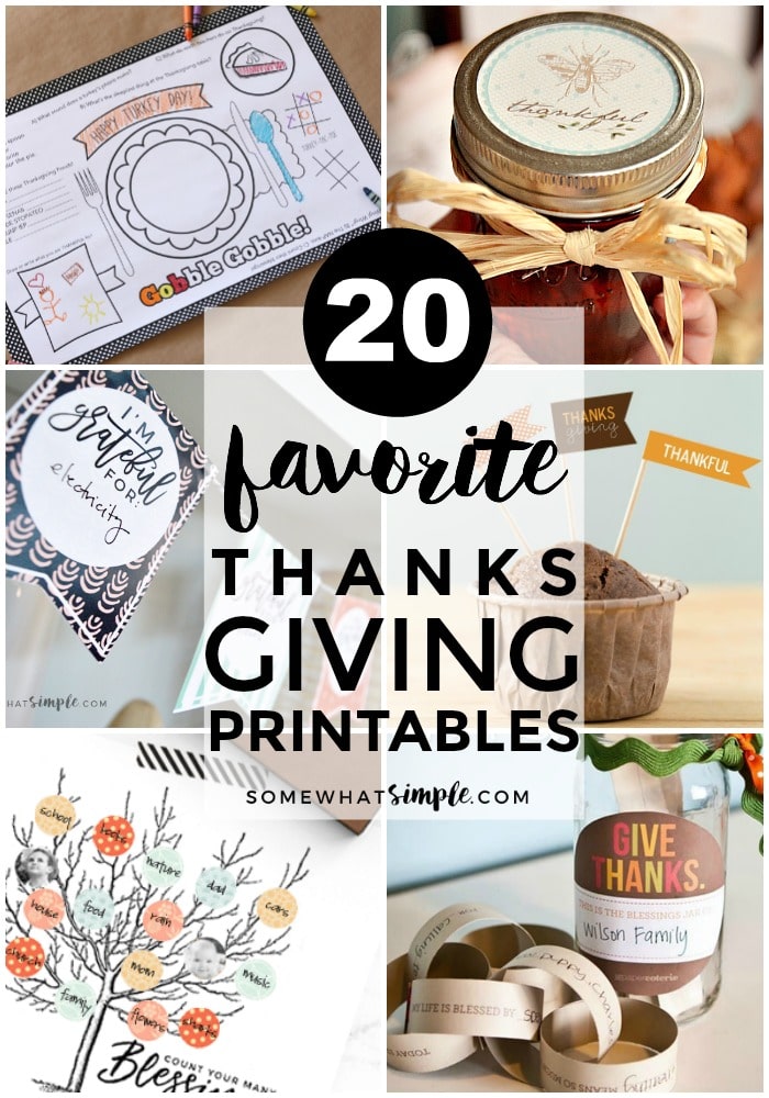 Place mats, artwork, coloring sheets and more - here are 20 of our favorite Thanksgiving printables!  via @somewhatsimple