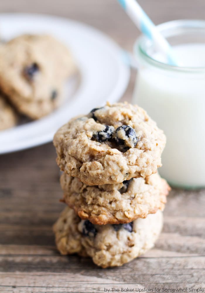 a stack of oatmeal Blueberry Cookies