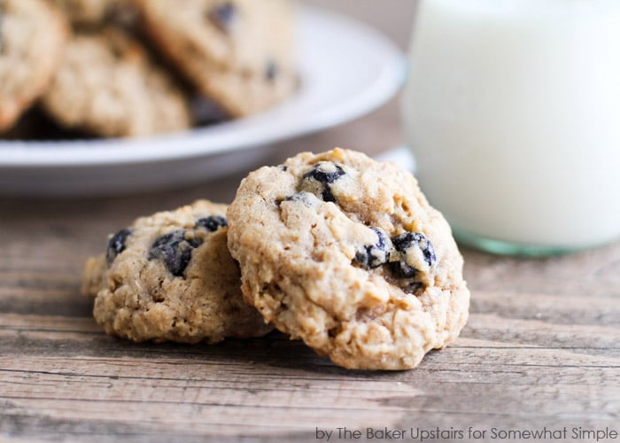 two blueberry cobbler cookies laying on a table