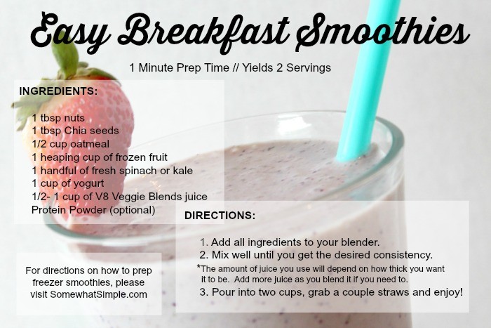 Easy Breakfast Smoothies - Somewhat Simple