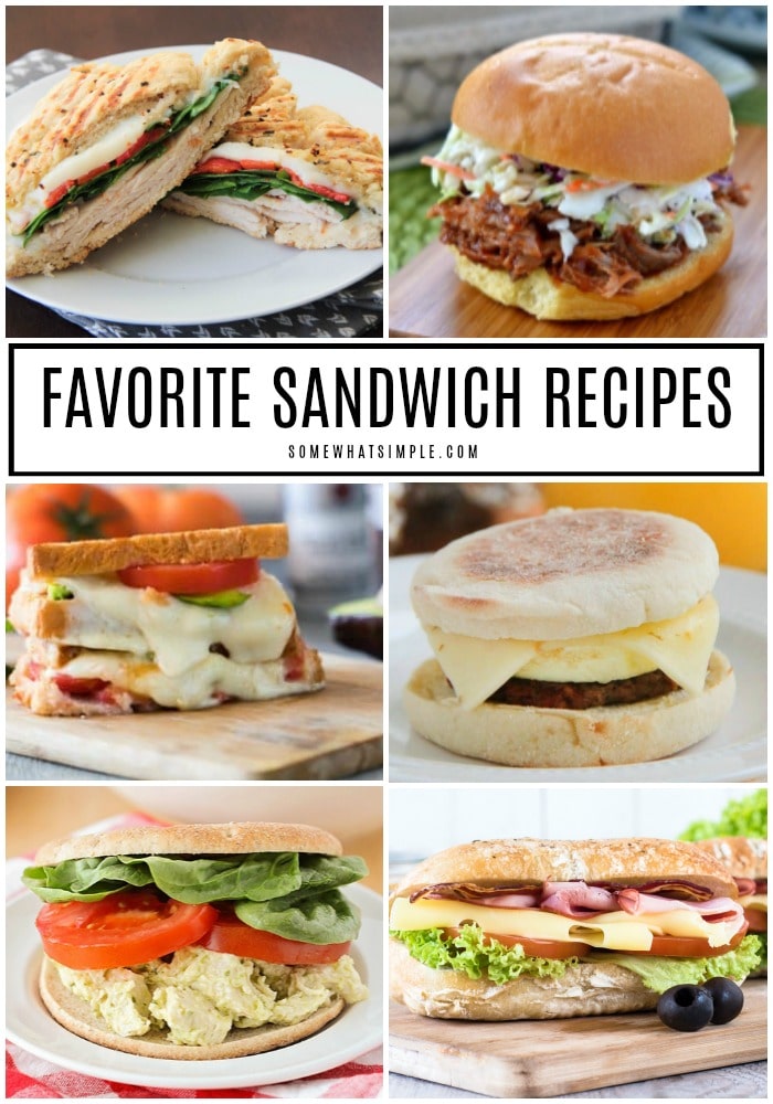 20 of our favorite sandwich recipes that are super delicious and easy to make! #lunch #sandwich #recipe #easyrecipe via @somewhatsimple