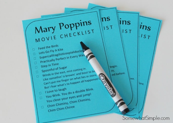 Mary Poppins family Movie Night activity printables