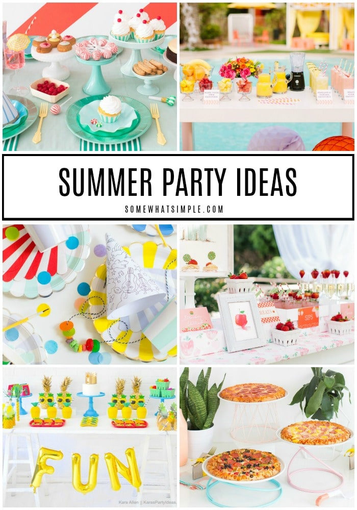 Summer baby shower, summer birthday party, summer play dates and more! 20 summer party ideas to make your gathering one you and your guests will never forget! #summer #party #summerpartyideas via @somewhatsimple