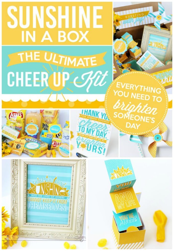 Who doesn't love to receive and unexpected gift?  This cute box of sunshine gift idea is an easy and thoughtful way to let someone know you care. #gift #giftidea via @somewhatsimple