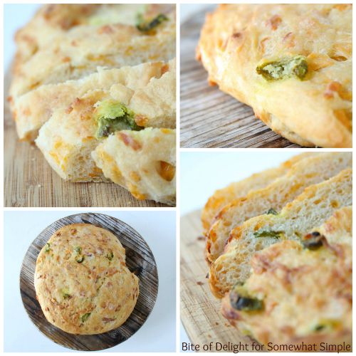 a collage of Cheddar Jalapeno peasant Bread